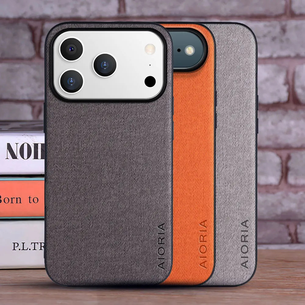 Textile & Leather iPhone 17 Pro Max Cover – Luxury Style