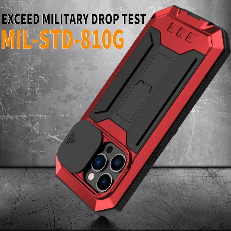 Rugged Metal iPhone Case – Heavy Duty with Lens & Screen Cover