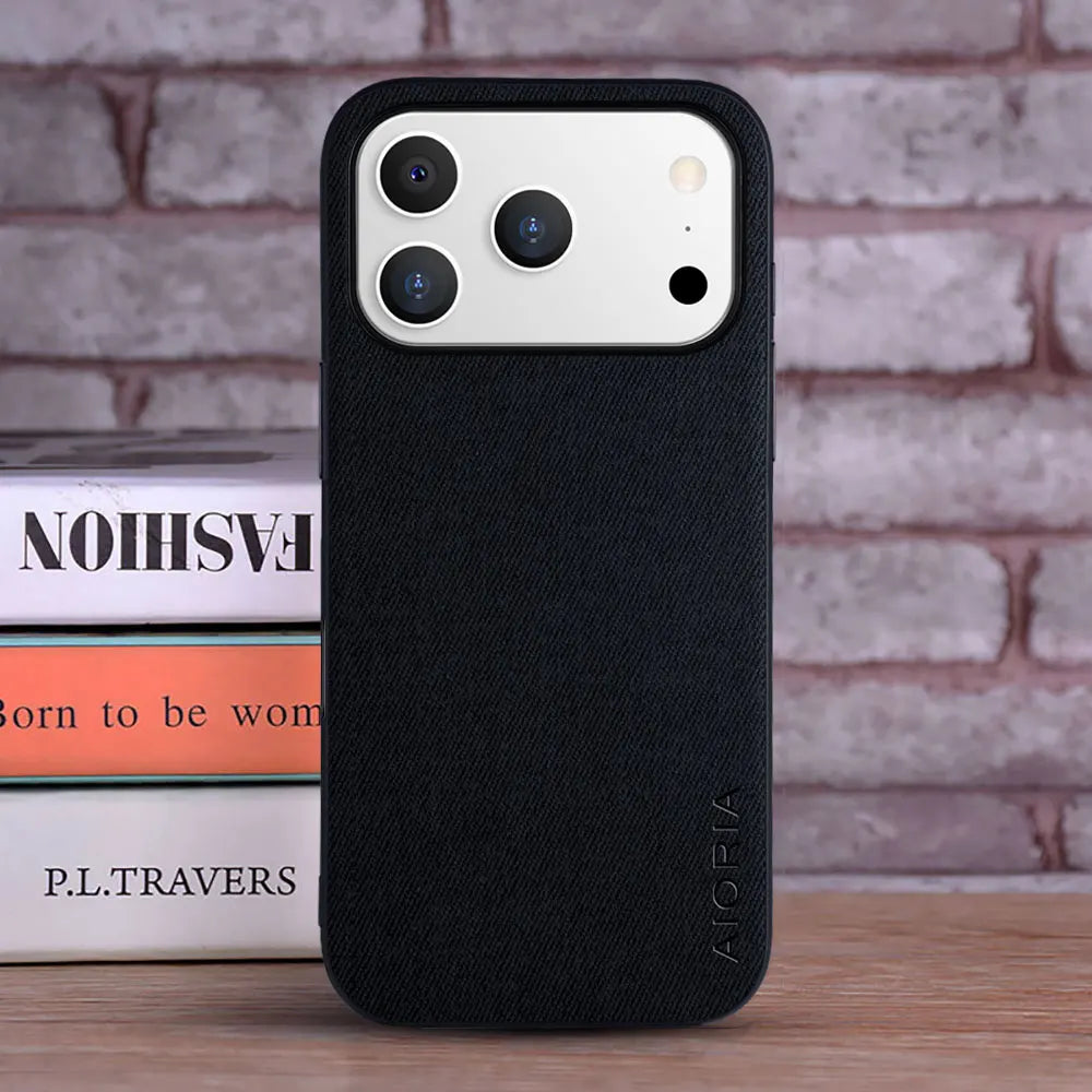 Textile & Leather iPhone 17 Pro Max Cover – Luxury Style