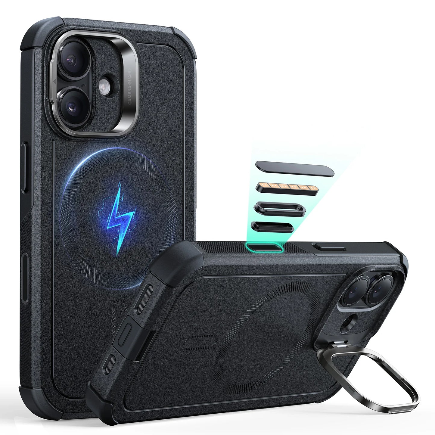 Phone Cover Military-Grade Case with Stash Stand for iPhone 17
