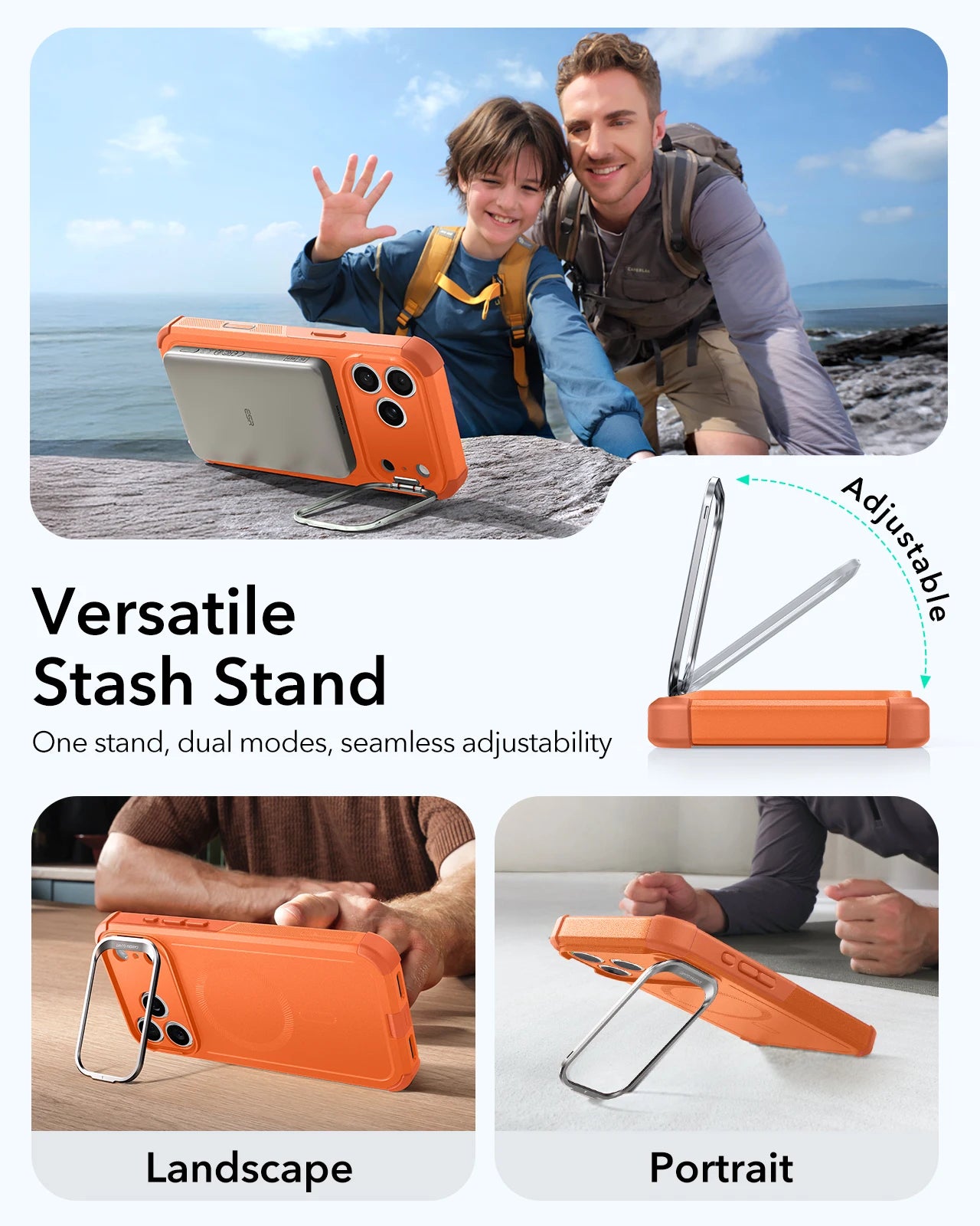 Phone Cover Military-Grade Case with Stash Stand for iPhone 17