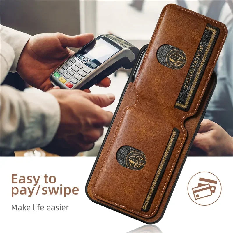 Luxury Leather Wallet Case for iPhone – Card Holder & Magnetic Cover