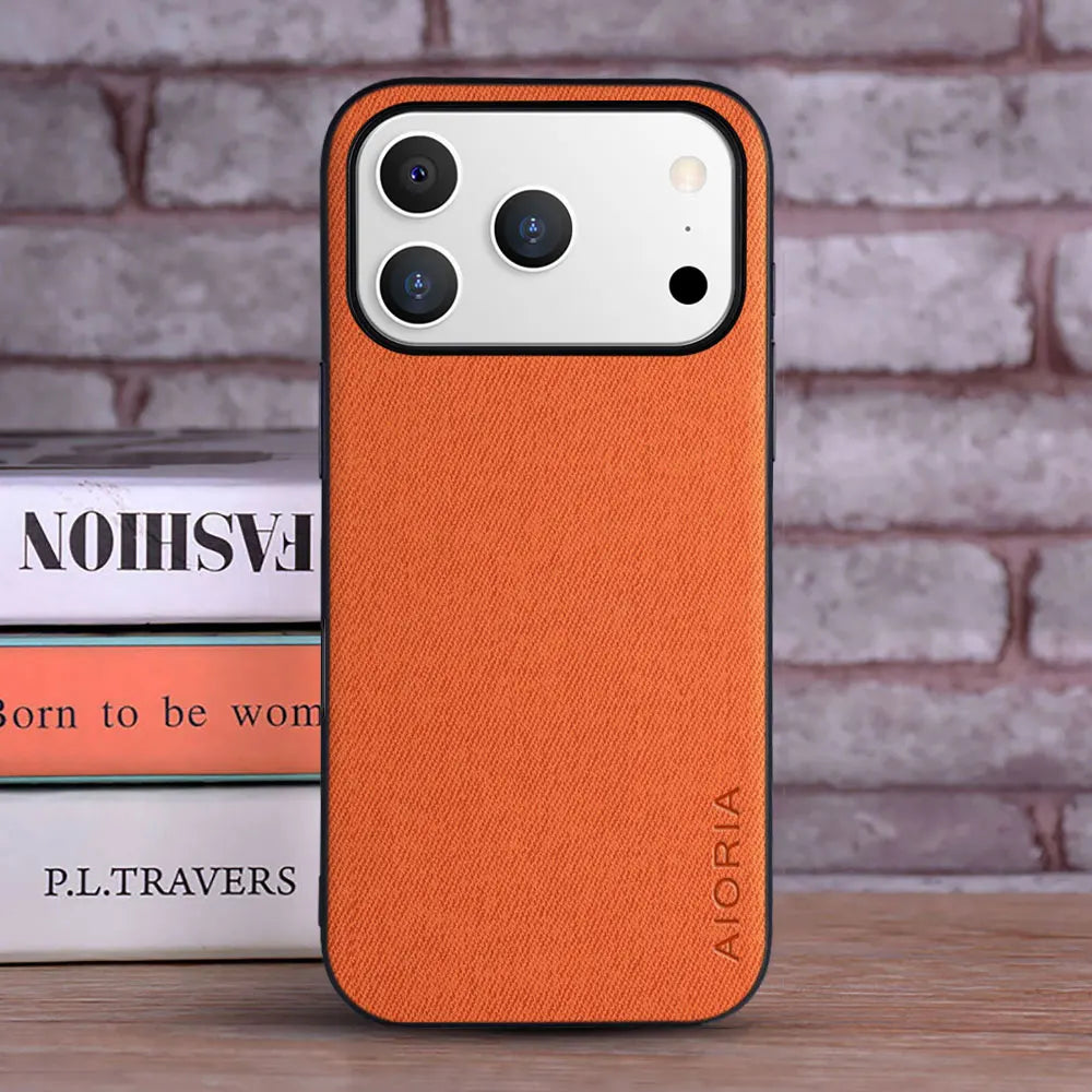 Textile & Leather iPhone 17 Pro Max Cover – Luxury Style