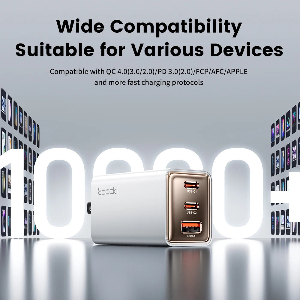 Toocki 67W GaN USB Type C Charger QC 4.0 PD 3.0 Quick Charge For iPhone 16 ProMax Samsung S24 Foldable Pin US Plug Phone Charger