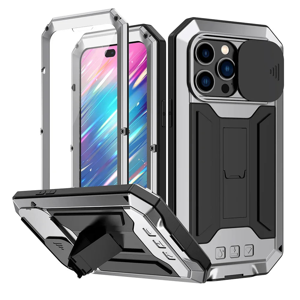 Rugged Metal iPhone Case – Heavy Duty with Lens & Screen Cover