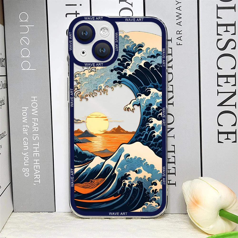 Japanese Waves Art iPhone Case – Clear Soft Cover