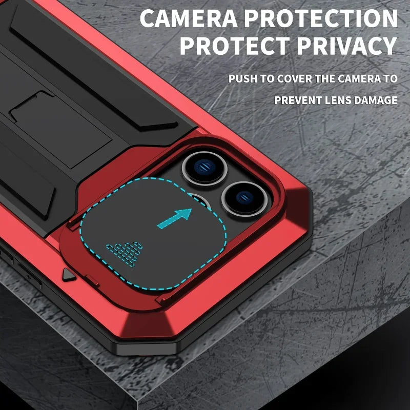 Rugged Metal iPhone Case – Heavy Duty with Lens & Screen Cover