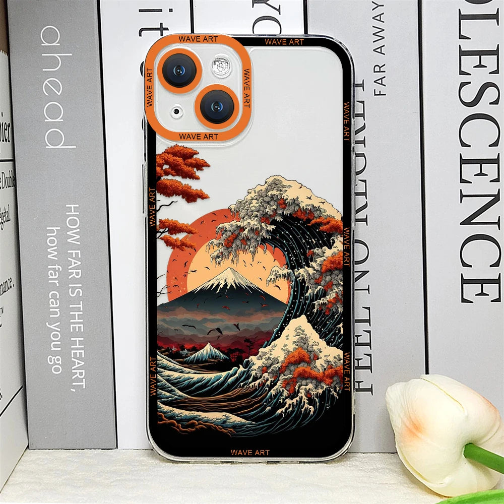 Japanese Waves Art iPhone Case – Clear Soft Cover