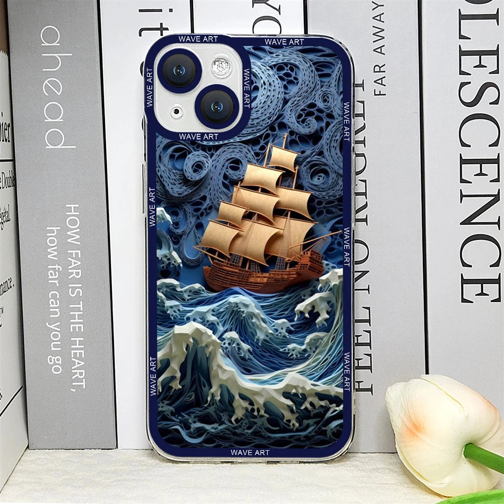 Japanese Waves Art iPhone Case – Clear Soft Cover