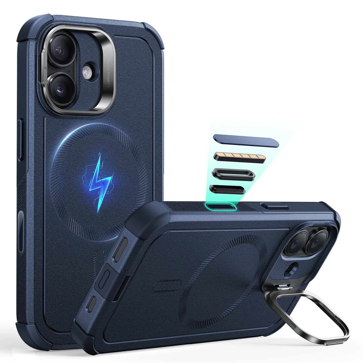 Phone Cover Military-Grade Case with Stash Stand for iPhone 17