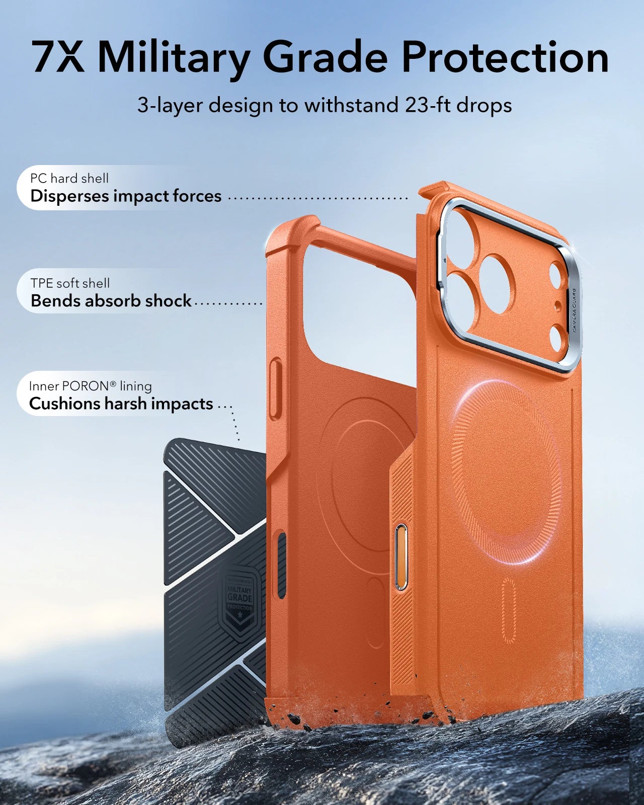 Phone Cover Military-Grade Case with Stash Stand for iPhone 17