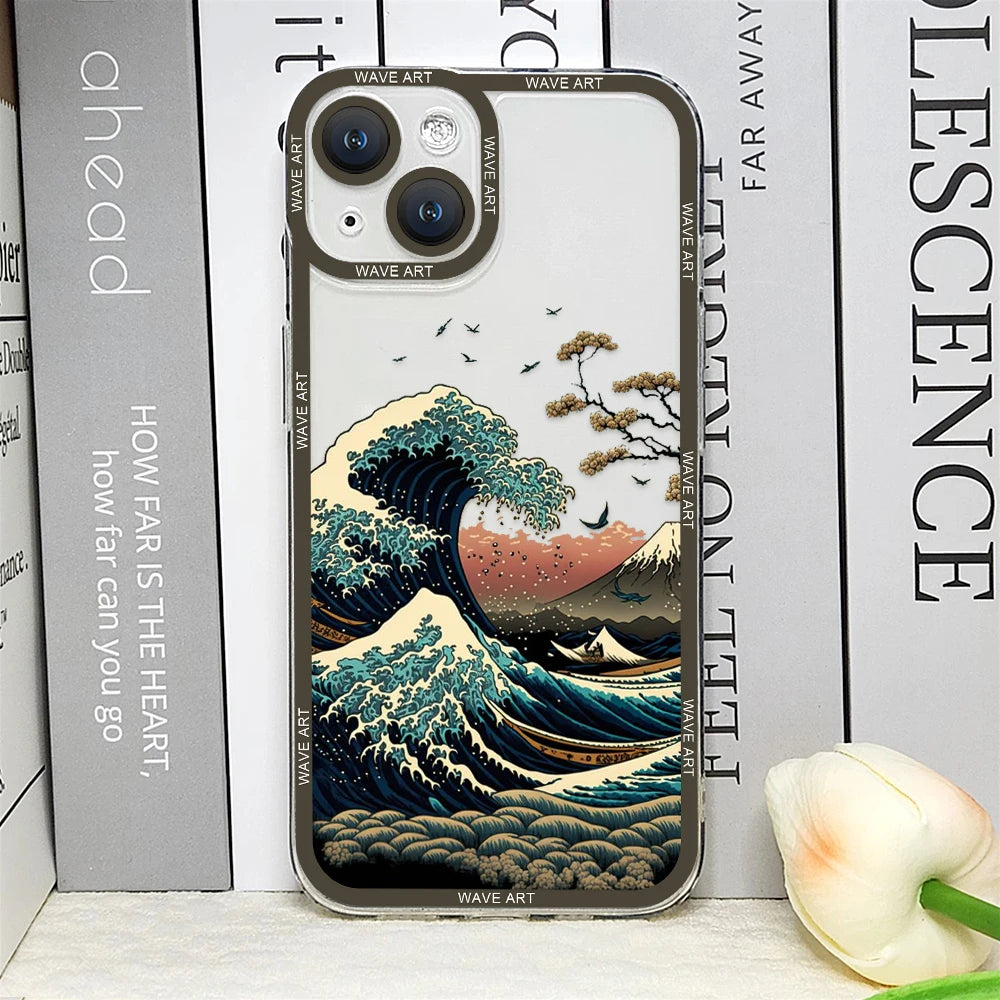 Japanese Waves Art iPhone Case – Clear Soft Cover