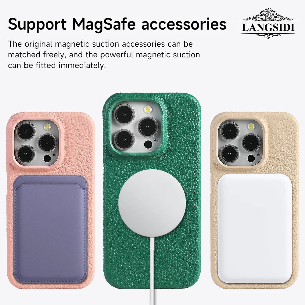 MagSafe Genuine Leather Case for iPhone 17/16/15 Pro Max & Air