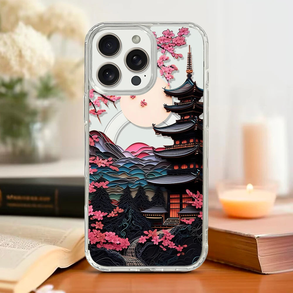 Magnetic Transparent iPhone Case – Japanese Landscape