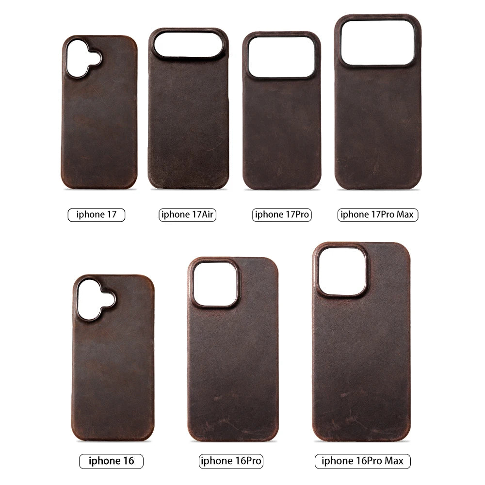 Luxury Genuine Cowhide Leather iPhone Case – MagSafe Compatible