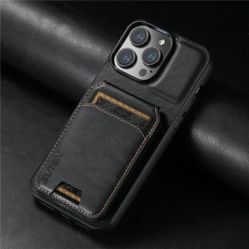Luxury Leather Wallet Case for iPhone – Card Holder & Magnetic Cover