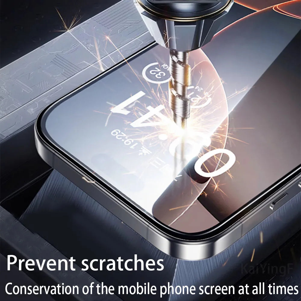 Set of 4 full-cover tempered glass screen protectors for iPhone. Durable and crystal-clear, offering anti-scratch, anti-fingerprint, and shatter-resistant protection for multiple iPhone models.