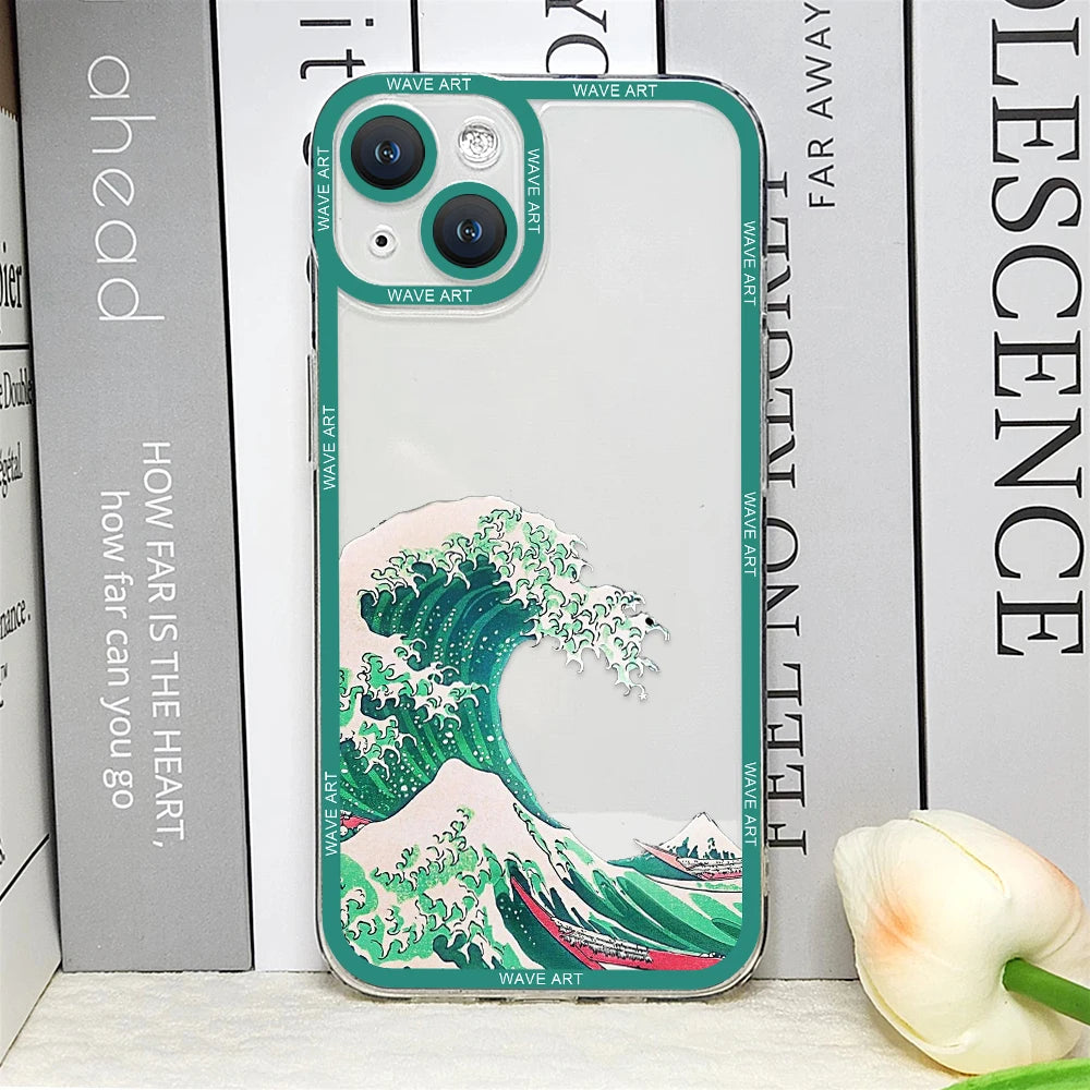 Japanese Waves Art iPhone Case – Clear Soft Cover