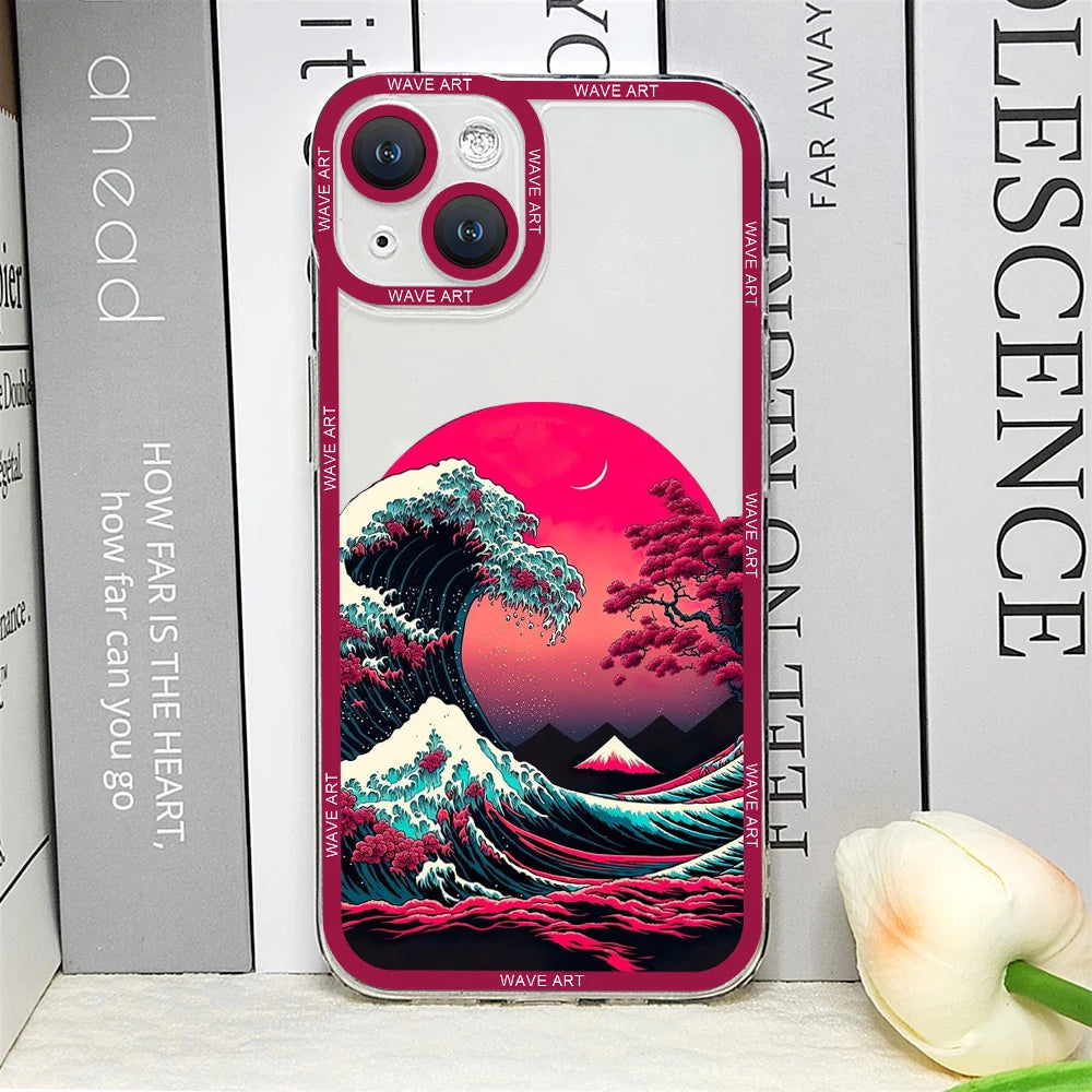 Japanese Waves Art iPhone Case – Clear Soft Cover
