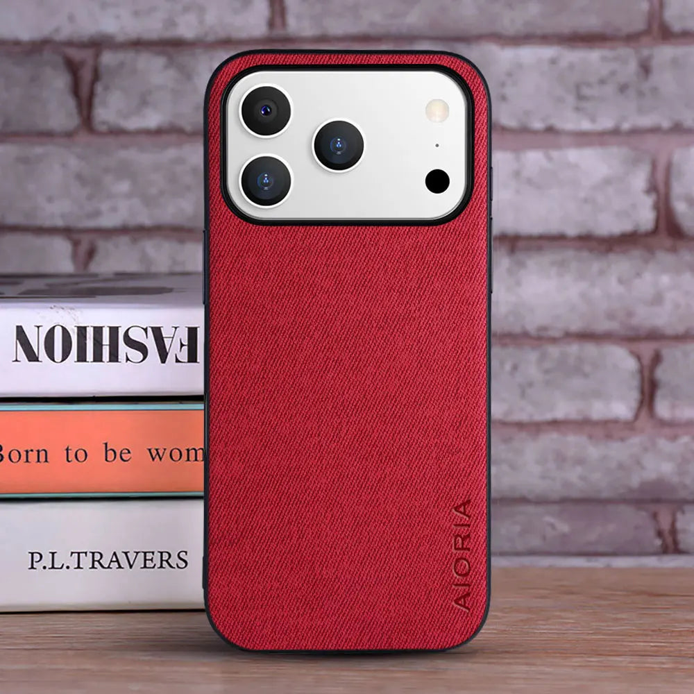 Textile & Leather iPhone 17 Pro Max Cover – Luxury Style