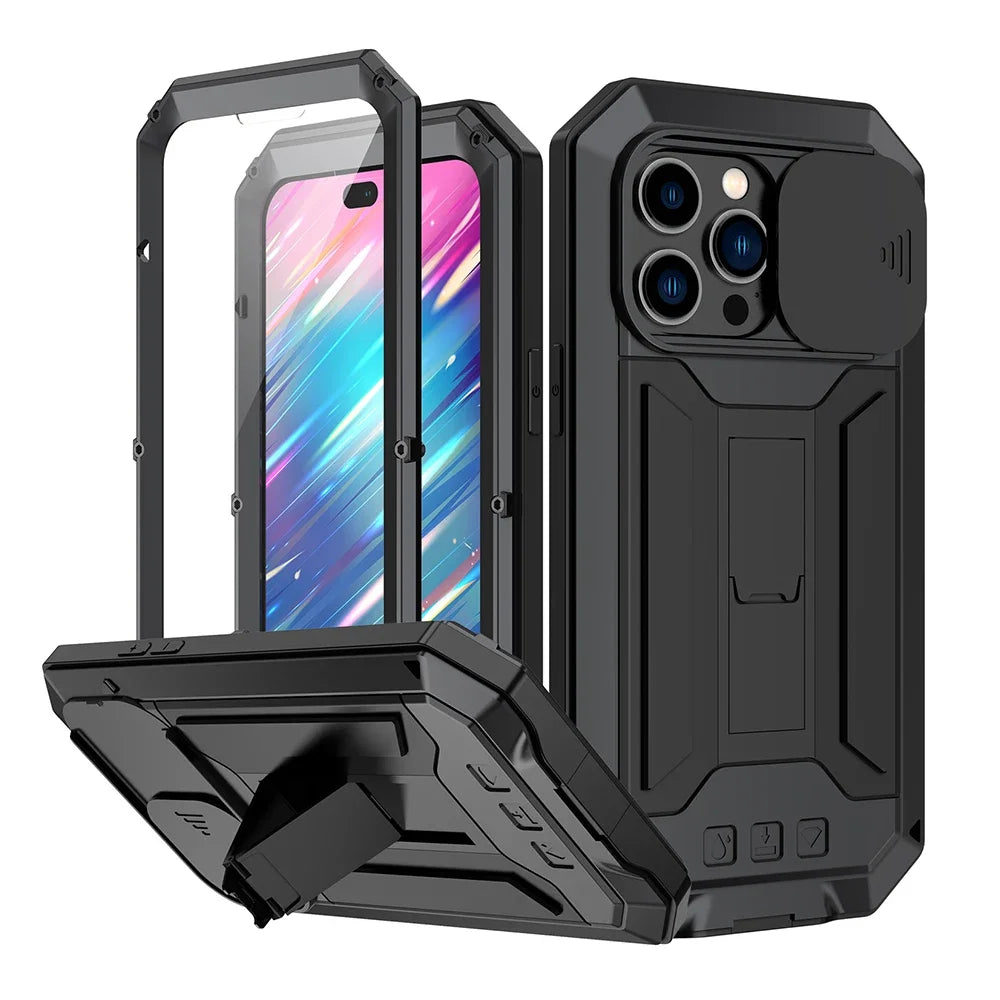 Rugged Metal iPhone Case – Heavy Duty with Lens & Screen Cover