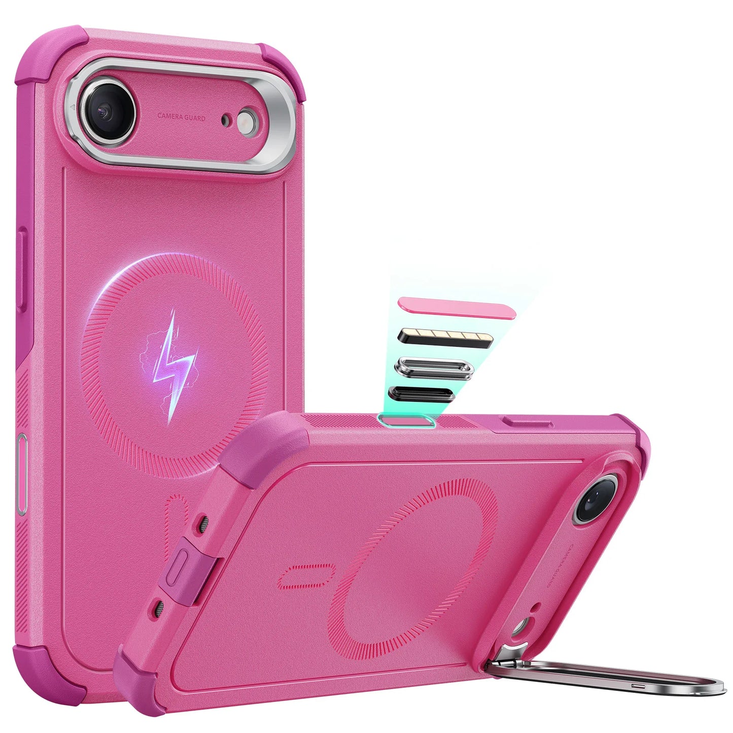 Phone Cover Military-Grade Case with Stash Stand for iPhone 17