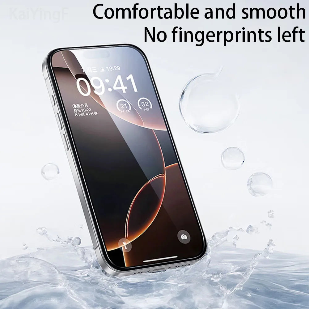 Set of 4 full-cover tempered glass screen protectors for iPhone. Durable and crystal-clear, offering anti-scratch, anti-fingerprint, and shatter-resistant protection for multiple iPhone models.