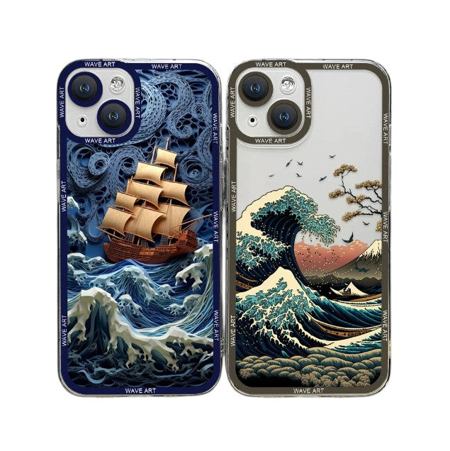 Japanese Waves Art iPhone Case – Clear Soft Cover