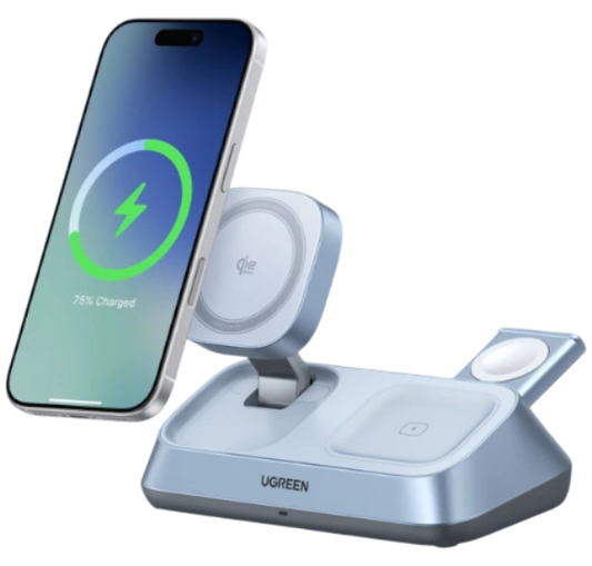 UGREEN 3-in-1 MagSafe Wireless Charger Stand 25W for iPhone 17 Pro Max & AirPods 4