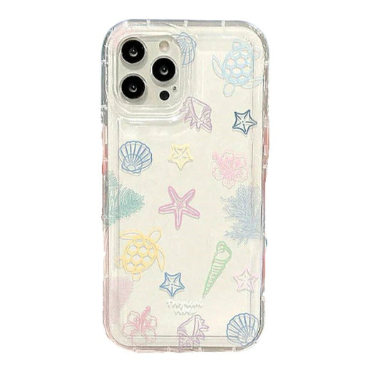 Soft clear iPhone case with ocean life theme. Transparent, flexible, and shockproof, providing reliable protection while showing off your phone’s design.