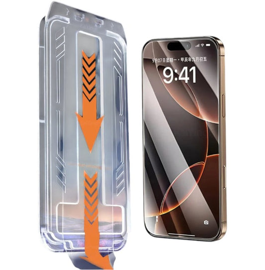 2-pack full-cover tempered glass screen protectors for iPhone. Anti-scratch, anti-fingerprint, and shatter-resistant, with a dust-free installation kit included.