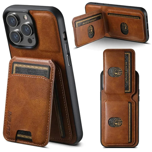 Luxury Leather Wallet Case for iPhone – Card Holder & Magnetic Cover