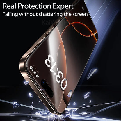 2-pack full-cover tempered glass screen protectors for iPhone. Anti-scratch, anti-fingerprint, and shatter-resistant, with a dust-free installation kit included.