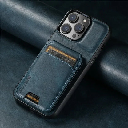 Luxury Leather Wallet Case for iPhone – Card Holder & Magnetic Cover