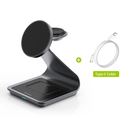 Bonola Magnetic 3 in 1 Wireless Charger for iPhone 16/15/13/14 Pro/12 30W Wireless Charging Station for Apple Watch/AirPods Pro