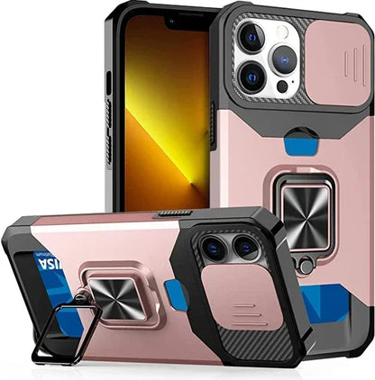 Heavy Duty iPhone Case with Camera Cover & Card Holder