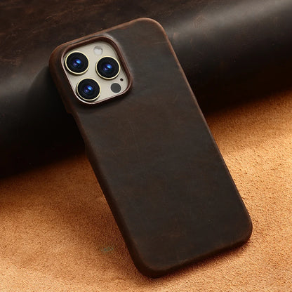Luxury Genuine Cowhide Leather iPhone Case – MagSafe Compatible