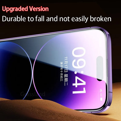2-pack of premium tempered glass screen protectors for iPhone. Provides full coverage, anti-scratch, anti-fingerprint protection, and easy dust-free installation.