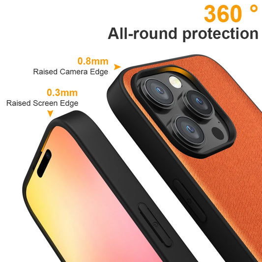 Textile & Leather iPhone 17 Pro Max Cover – Luxury Style