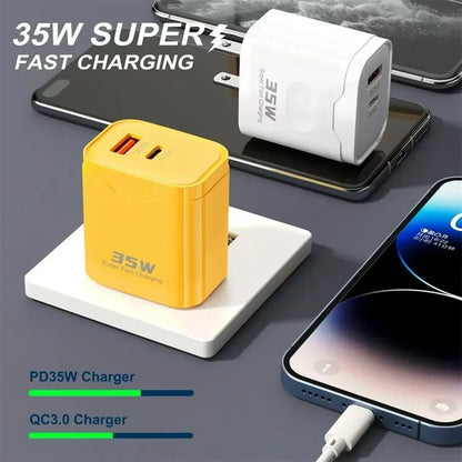 35W USB C Fast Charger EU US Plug QC3.0 PD Wall Adapter For iPhone Xiaomi Samsung Travel Mobile Phone USB Charger