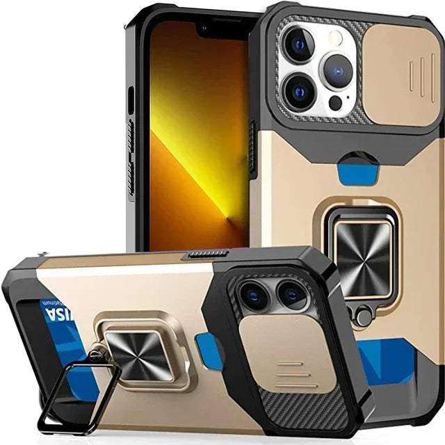 Heavy Duty iPhone Case with Camera Cover & Card Holder