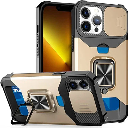 Heavy Duty iPhone Case with Camera Cover & Card Holder