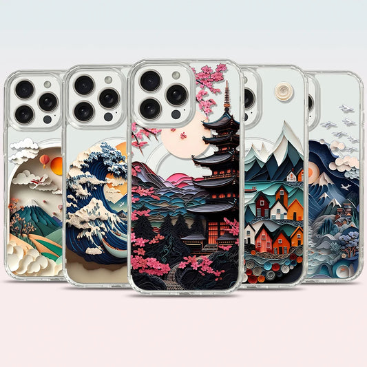 Magnetic Transparent iPhone Case – Japanese Landscape