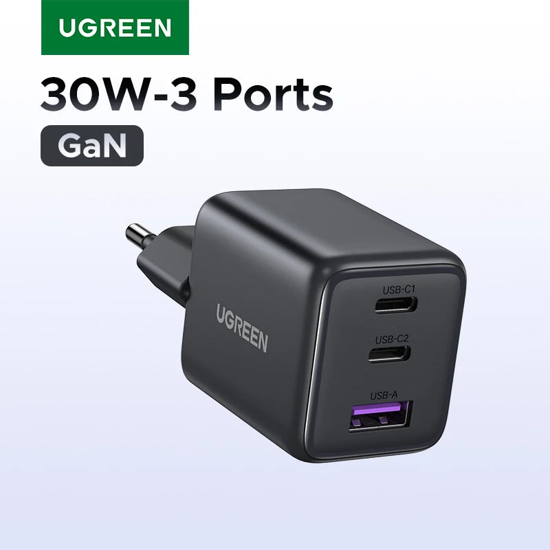 30W GaN Charger PD 3.0 QC4.0 USB C Charger For iPhone/Samsung/Xiaomi/ iPad