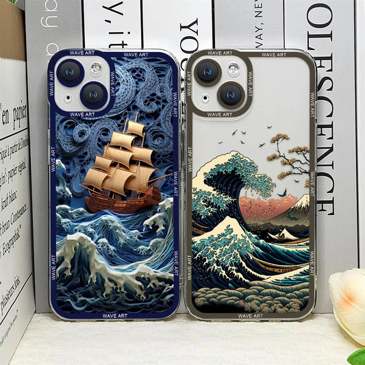 Japanese Waves Art iPhone Case – Clear Soft Cover