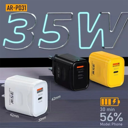 35W USB C Fast Charger EU US Plug QC3.0 PD Wall Adapter For iPhone Xiaomi Samsung Travel Mobile Phone USB Charger
