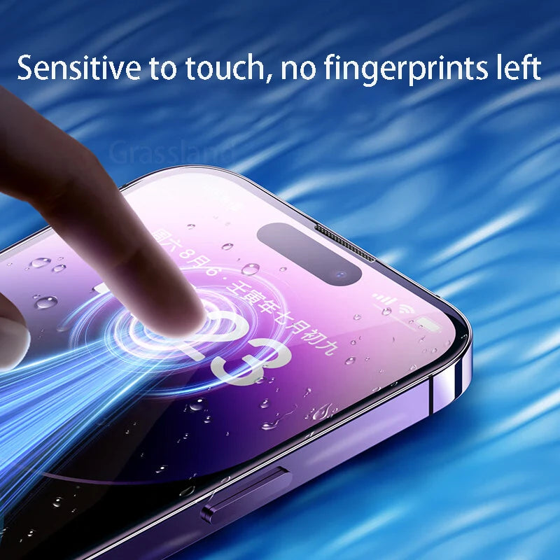2-pack of premium tempered glass screen protectors for iPhone. Provides full coverage, anti-scratch, anti-fingerprint protection, and easy dust-free installation.
