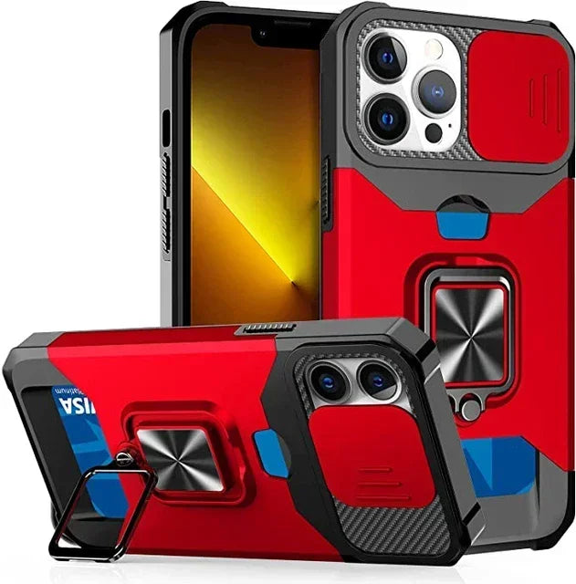 Heavy Duty iPhone Case with Camera Cover & Card Holder