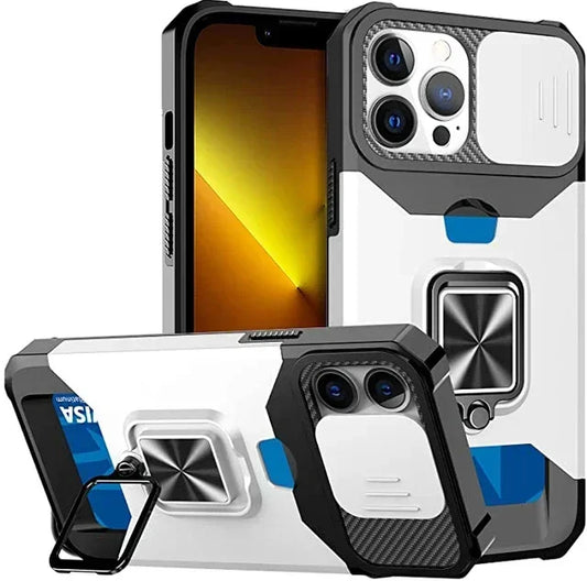 Heavy Duty iPhone Case with Camera Cover & Card Holder