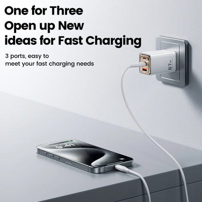 Toocki 67W GaN USB Type C Charger QC 4.0 PD 3.0 Quick Charge For iPhone 16 ProMax Samsung S24 Foldable Pin US Plug Phone Charger